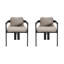 Chaise de patio d'extérieur en aluminium Pula, ensemble de 2, finition noire avec coussin beige-2081810967