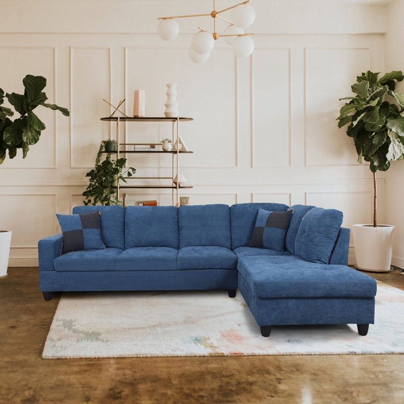 Canapé modulaire 2 pièces Laurana, 100 % lin bleu