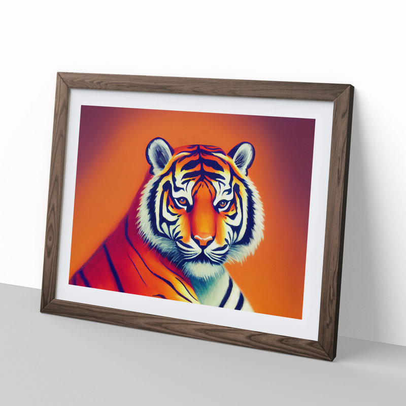 Cosmopolitan Tiger - Framed Print, 25cm H x 34cm W x 2cm D, Walnut Framed