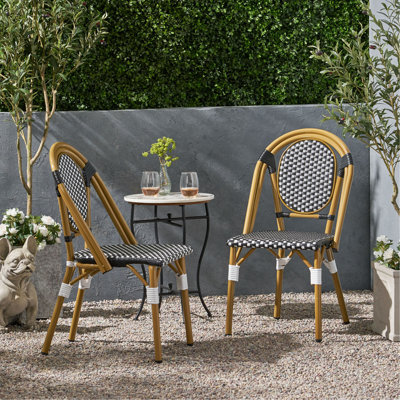 Chaise bistro d'extérieur en raton de rat et aluminium, ensemble de 2