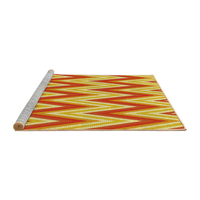 Tapis rond jaune tissé à la machine 3 pi