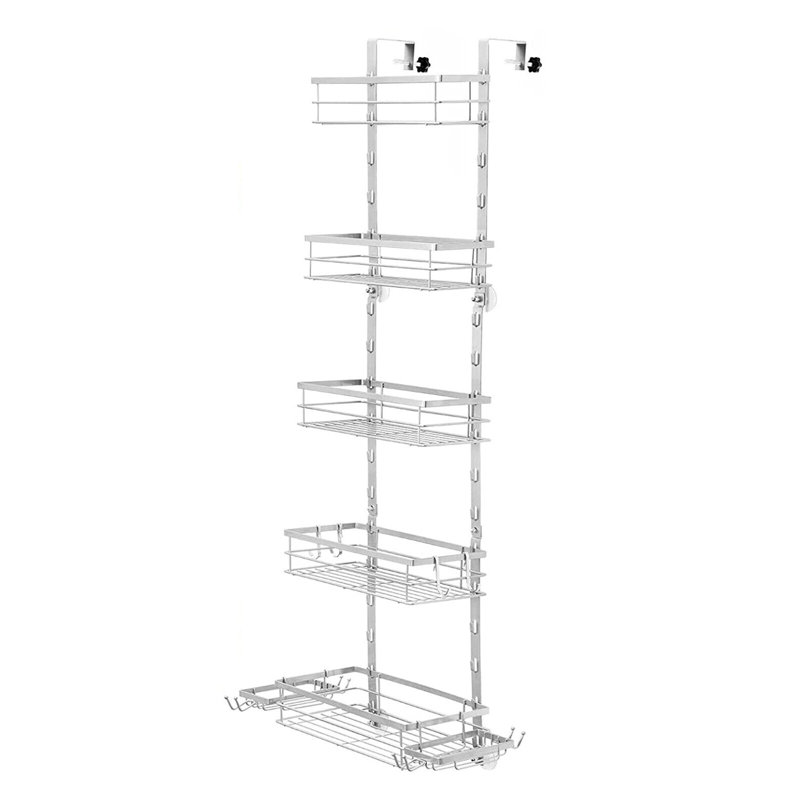 Bercher Drill / Screw Shower Caddy, Silver, 43.7" H x 12.6" W x 5.9" D
