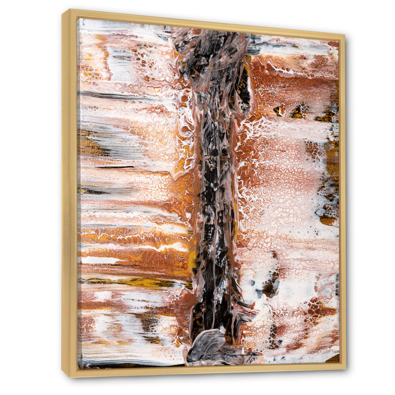 «Brown White and Black Flowing Foam Marble III», peinture sur toile encadrée, H 12 po x l 8 po x P 1 po