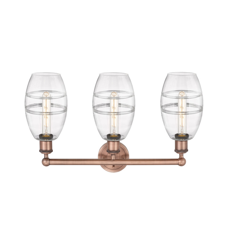 Kusham 3 - Light Dimmable Vanity Light, Clear, Antique Copper