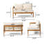 Canapé d'extérieur en bois d'acacia à 4 places avec accoudoirs gauche et droit, conception en corde beige