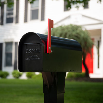Ironside Black Post-Mount Mailbox with Magnetic Closure