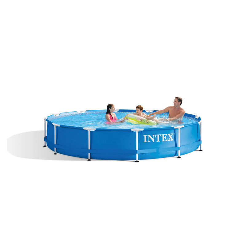Metal Round Frame Set Pool 30'' H x 144'' W x 144'' L , with Pump Included