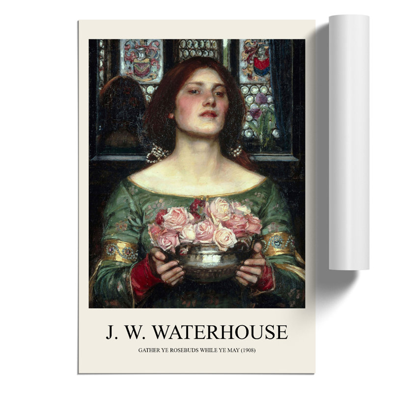 Girl with Flowers Print by John William Waterhouse - Frameless Print, 59cm H x 42cm W x 0.1cm D