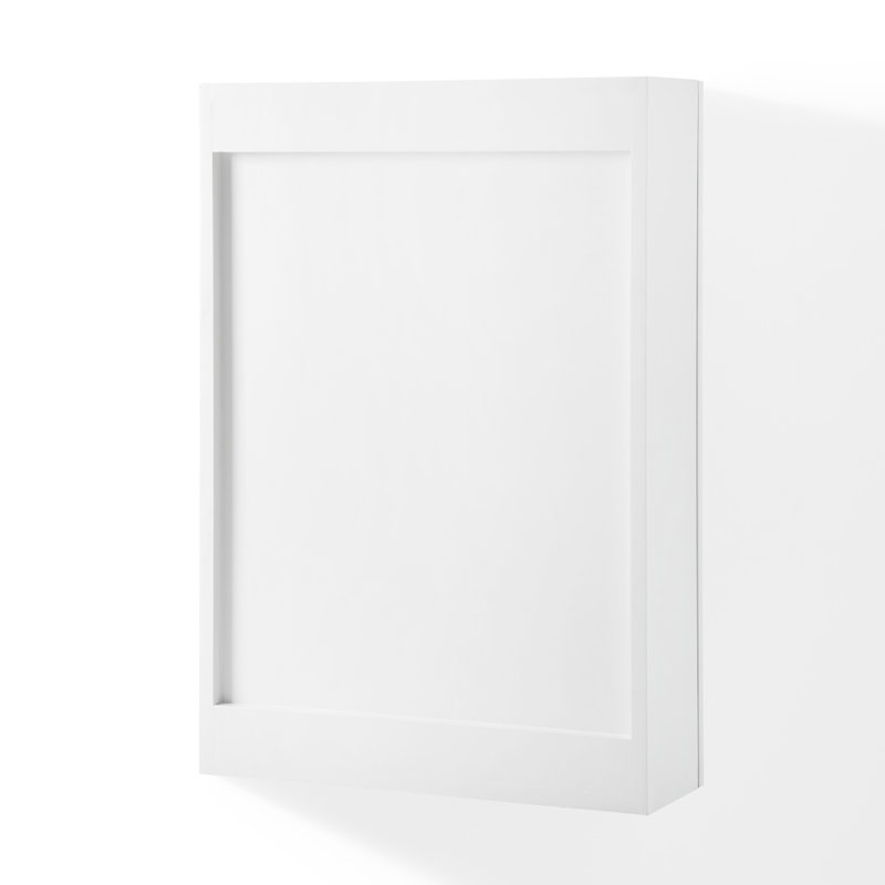 18'' W 26'' H Surface Framed Medicine Cabinet Mirror 3 Adjustable, White