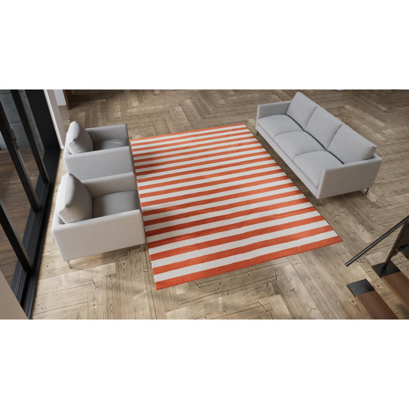 Orange Flatweave Cotton Rug - 8'10" x 11'10"