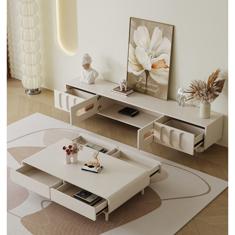 Crédence de rangement simple blanc 86,6 po