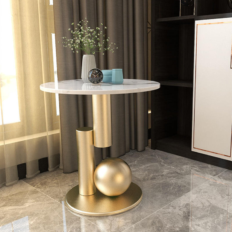 Table d'appoint en marbre d'Ivan, Or, Blanc