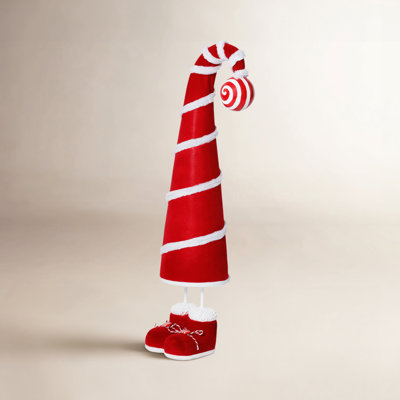 Whimsical Candy Cane Hat Christmas Figurine