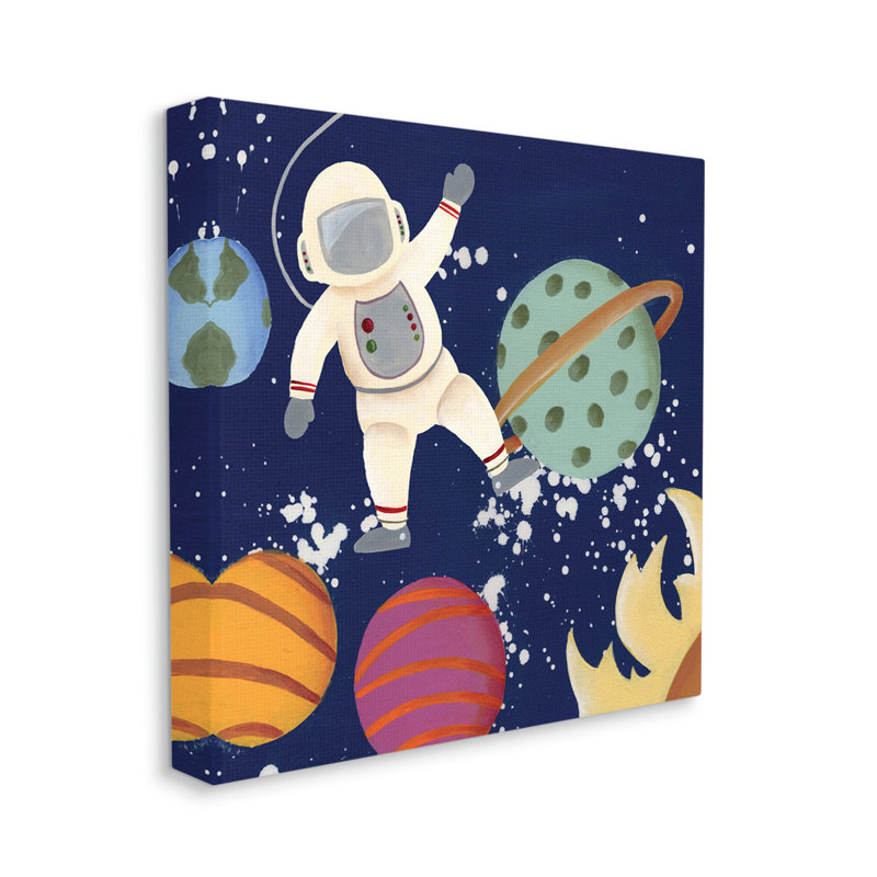 Astronaute ondulant ludique dans l'espace, Toile tendue, H 24 po x l 24 po x 1,5 po