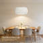 Lustre en rotin 5 lumières avec abat-jour en tissu, luminaire suspendu Boho Farmhouse tissé à la main pour la cuisine, la salle à manger et le salon