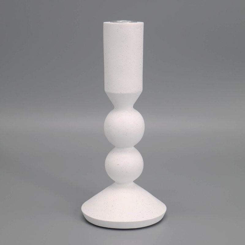 Resin matte  white  Cylinder candleholder with golden speckles home decorative accent candlestick not included candles