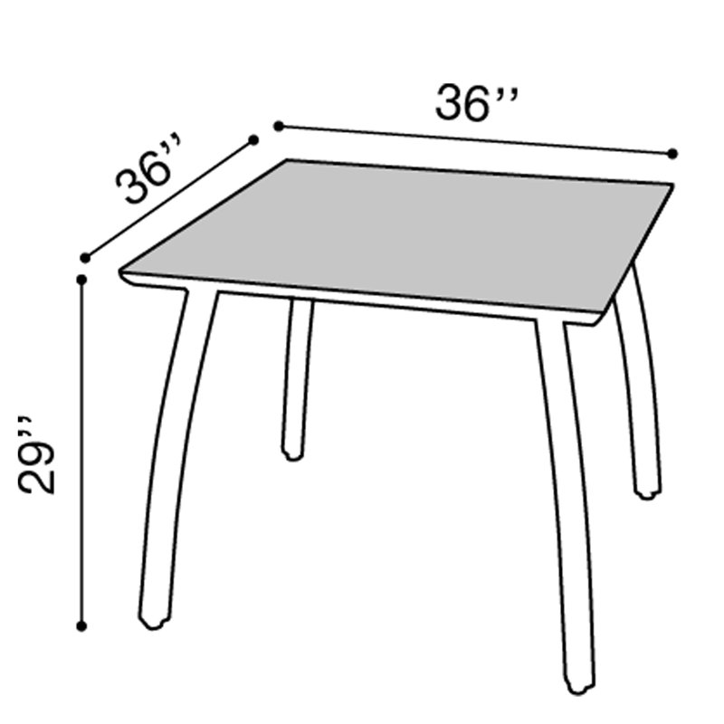 Sunset Square Outdoor Dining Table , 36'' in. W 36'' in. D, Lava, Bronze