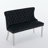 Velvet Double Dining Loveseat Bench, Kitchen & Dining Seating, 2-Seat Tufted Bench W/Handmade Buttons, Wing Back, Brushed Silver Stainless Steel Legs, Mid Century Modern,Single Pack,Black,SW1702BK-1899115482-1899115487