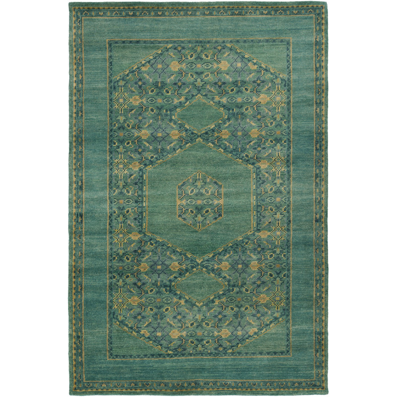 Moriarty Hand Knotted Wool Oriental Indoor Rug, Rectangle 3'6" x 5'6"