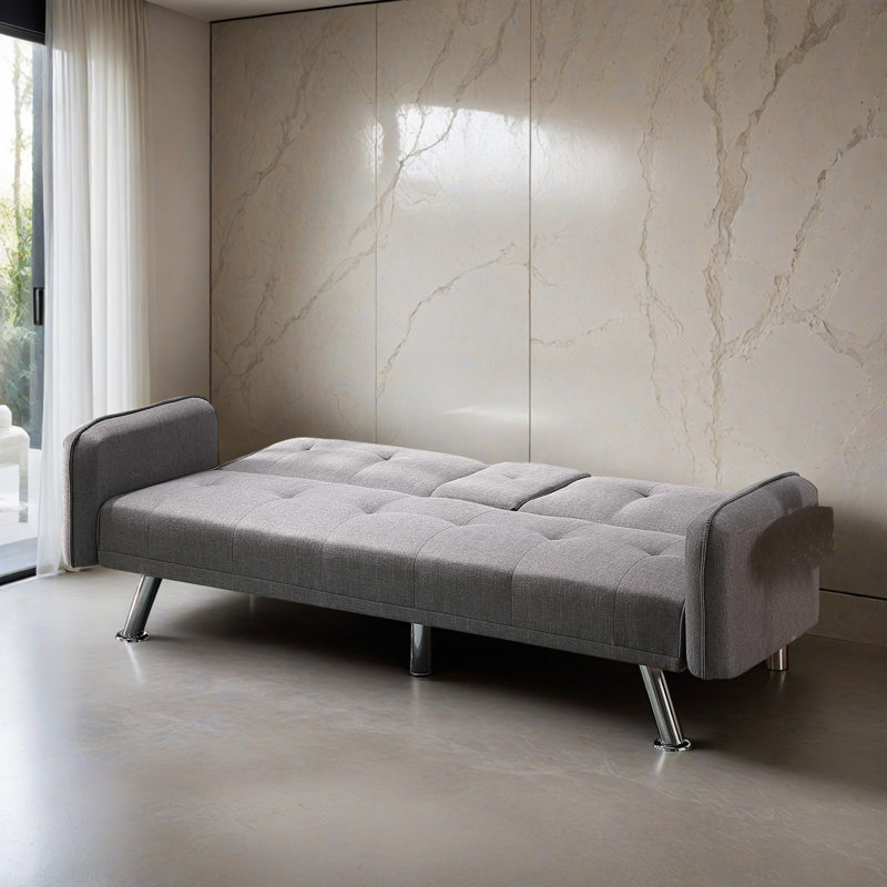 Canapé-lit inclinable convertible 74,42 po de large, Gris clair