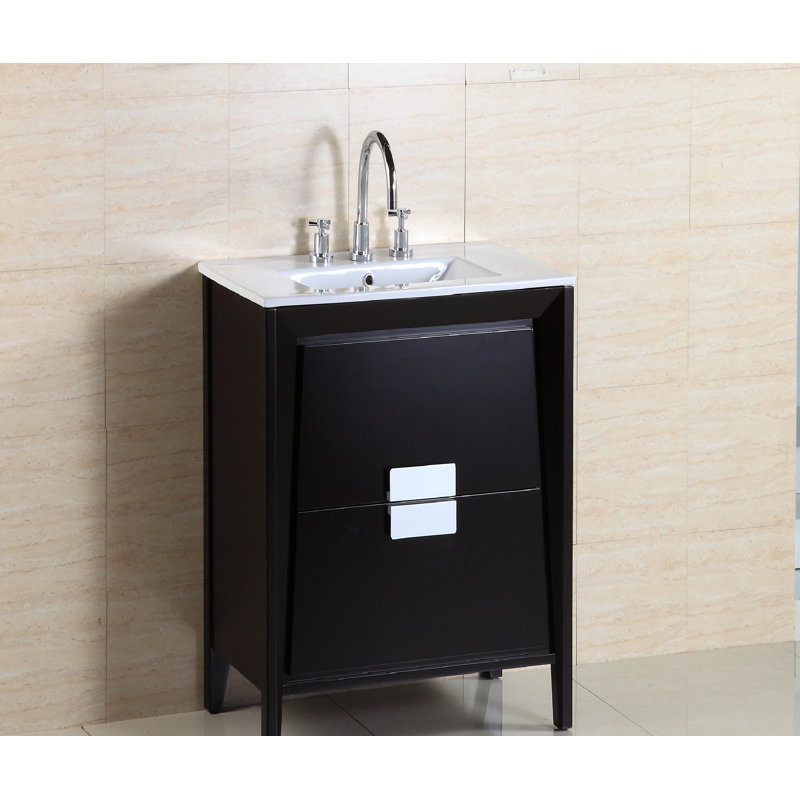 Brescia 24 " W Freestanding Standard Free Standing 1 Single Vanity Bathroom Vanity With Ceramic Top