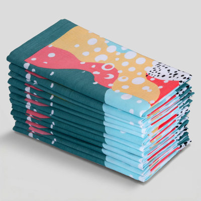  Cloth Napkins, Set of 12, 20x20 Inch, Blue Floral