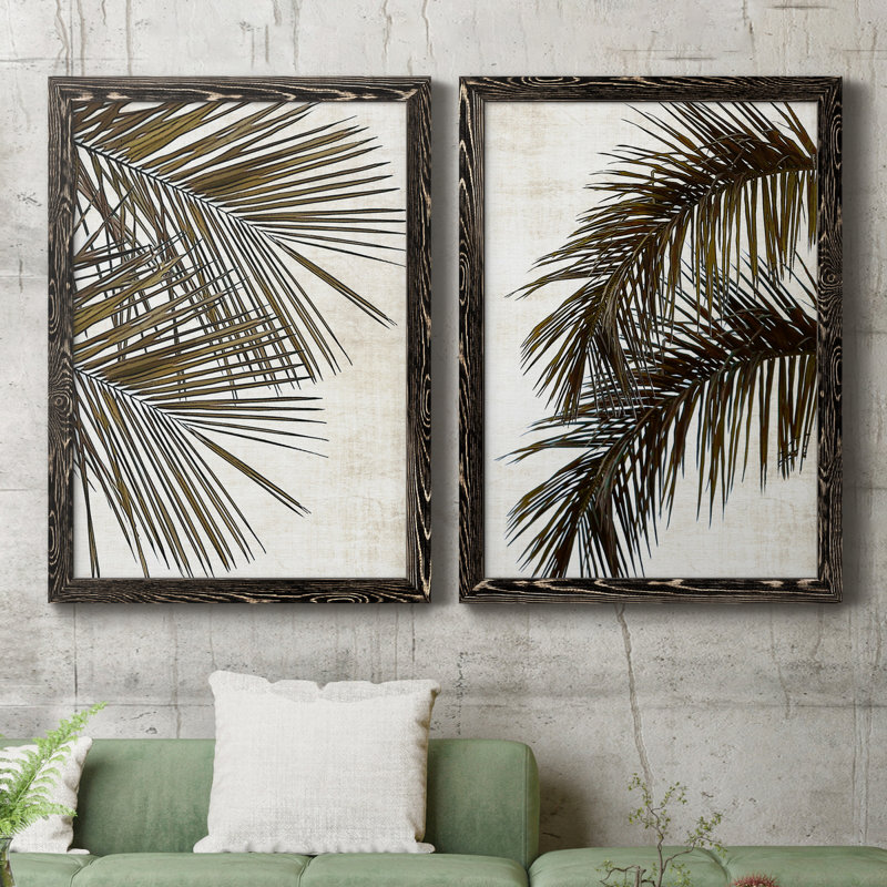 Palm I - ensemble de 2 peintures sur toile encadrées, Noir, H 20 po x l 34 po x P 1,5 po