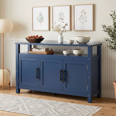 Buffet vintage 3 portes avec détails de rivet, rangement spacieux et pieds réglables