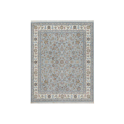 8'2" x 10'5" New Hand Knotted Grey Wool & Silk Rectangle Oriental Rug - MOA10291596