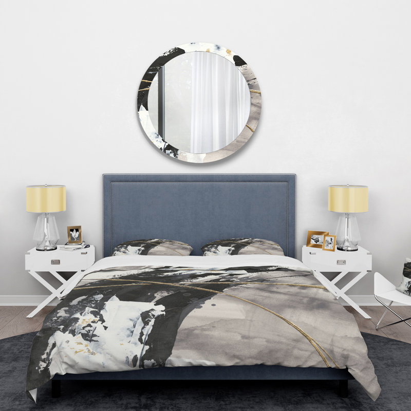 Glam Painted Arcs I - Transitional Duvet Cover Set - Microfiber Polyester, King Duvet Cover + 2 Shams
