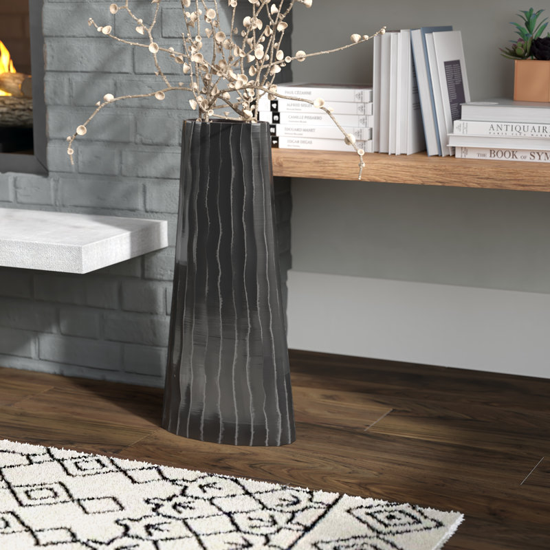 Metal Floor Vase, Graphite Gray, 22" H x 10" W x 10" D