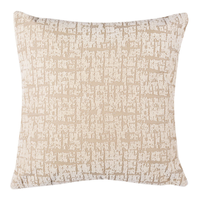 Adelia Beige and Gray Textured Square Throw Pillow