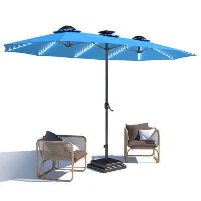 Grand parasol double 15 pi avec lumières solaires