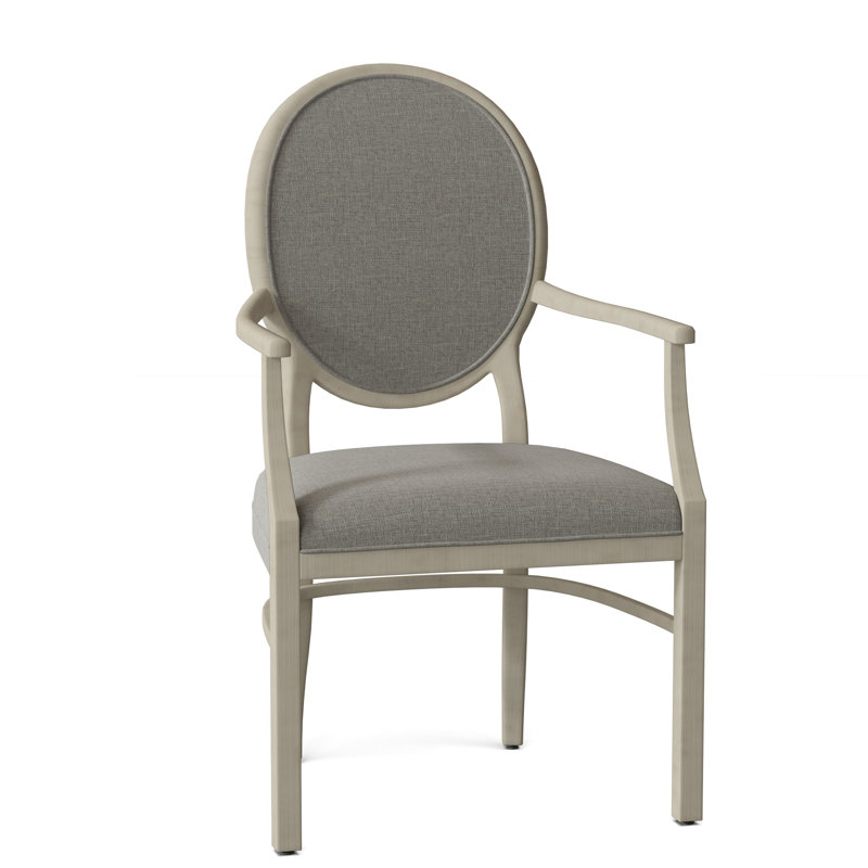 Hughes Upholstered King Louis Back Arm Chair, 9953 Mink, Almond Buff