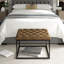 Repose-pieds avec capitonnage HomePop - similicuir brun clair