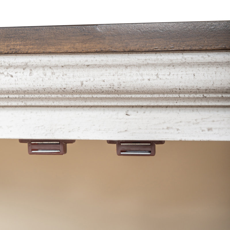 Buffet décoratif en bois massif et manufacturé Zavier, Fil brossé / gris, H 36,5 po x l 38 po x P 17 po