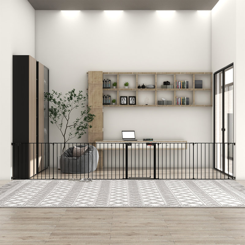 Barrière de sécurité réglable 150 po 6 panneaux de jeu en métal, H 28,9 po x l 150 po