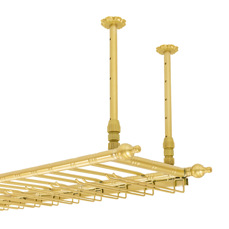 Blondsville 59" Adjustable Hanging Glass Wine Rack, Champagne