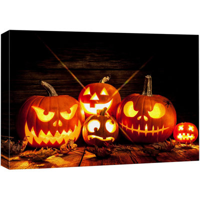 Moody Gothic " Funny Face Spooky Pumpkins Holiday Halloween Moody Dark Illustrations Modern Art Work Decor "