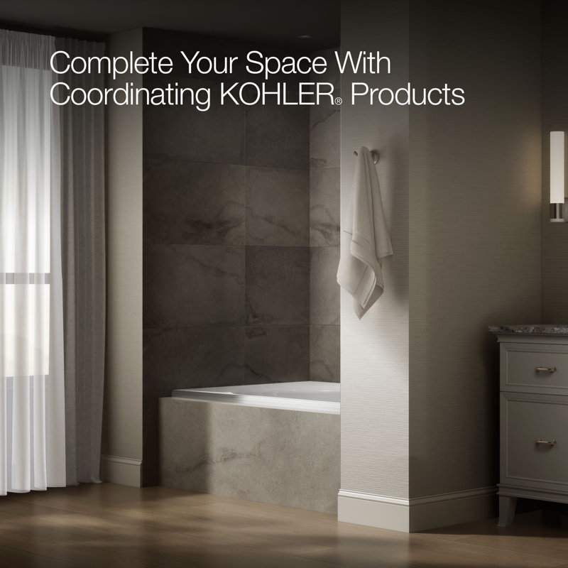 60" x 42" Drop In Soaking Bathtub, White, Right