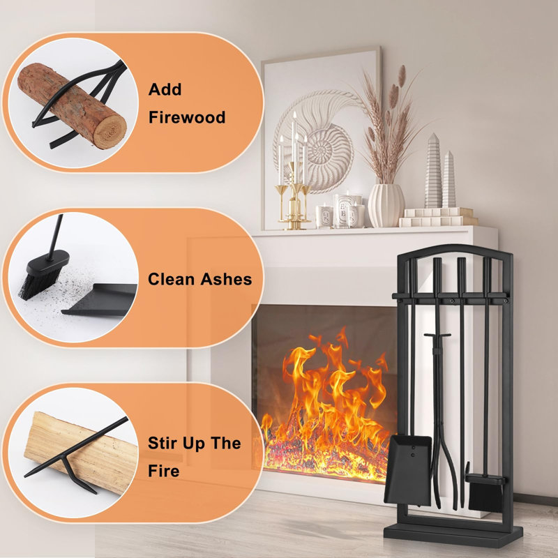 Fireplace Tools Set 5 Pieces with Stand