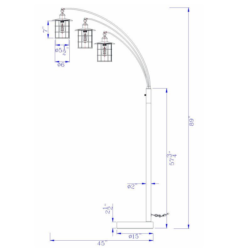 Hampson 89'' Arched Floor Lamp, Dark Bronze