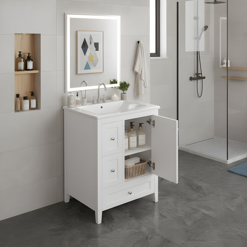 Meuble-lavabo 24 po avec lavabo, Blanc