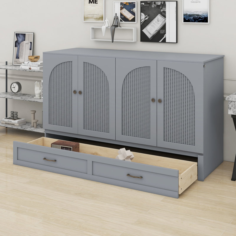 Lit escamotable avec grands tiroirs Murphy, Gris