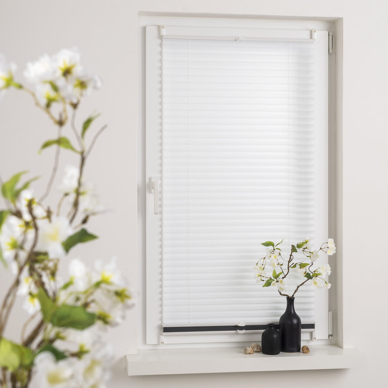 Cordless Blackout Pleated Shade, 130cm L x 100cm W, White/Anthracite