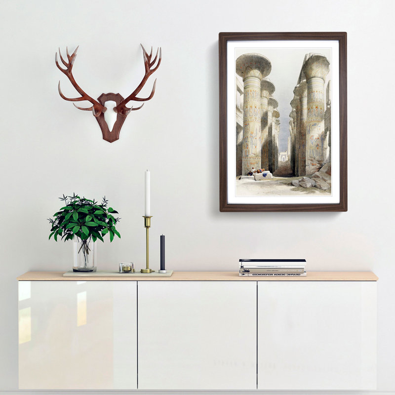 Ehyptian Temple by David Roberts - Picture Frame Painting Print, Walnut Framed, 36cm H x 27cm W x 2cm D