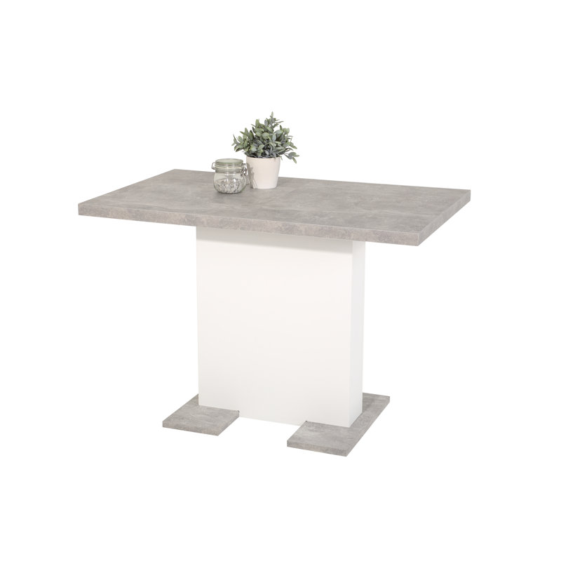 Kerber Extendable Dining Table, Concrete Look/White