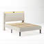 Structure de lit plateforme avec tête de lit tapissier en tissu et lattes en bois-870787998