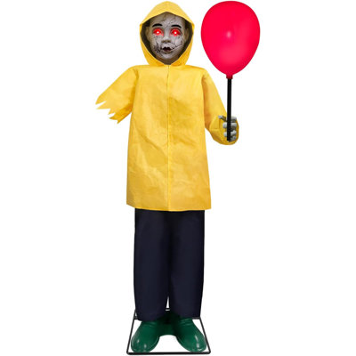 Halloween Decorations Outdoor - 4 Ft Life Size Animatronics Prop | Glowing Balloon Sound-Activated Sensor Scary Decor for Home Party Indoor Outside Garden Lawn Grave Yard