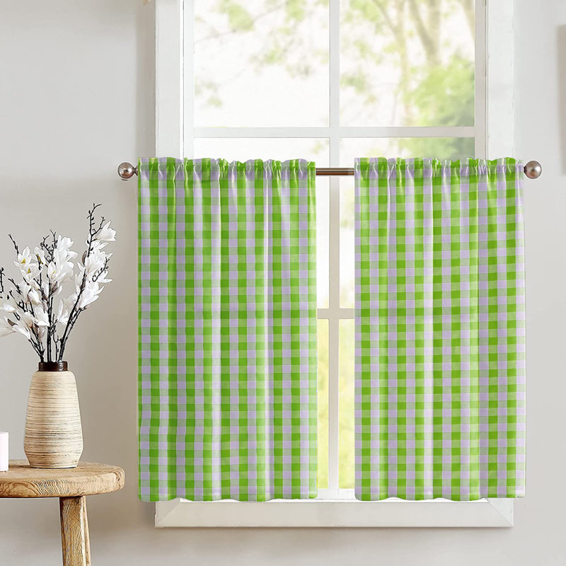 Rideaux à carreaux Gingham, Vert citron